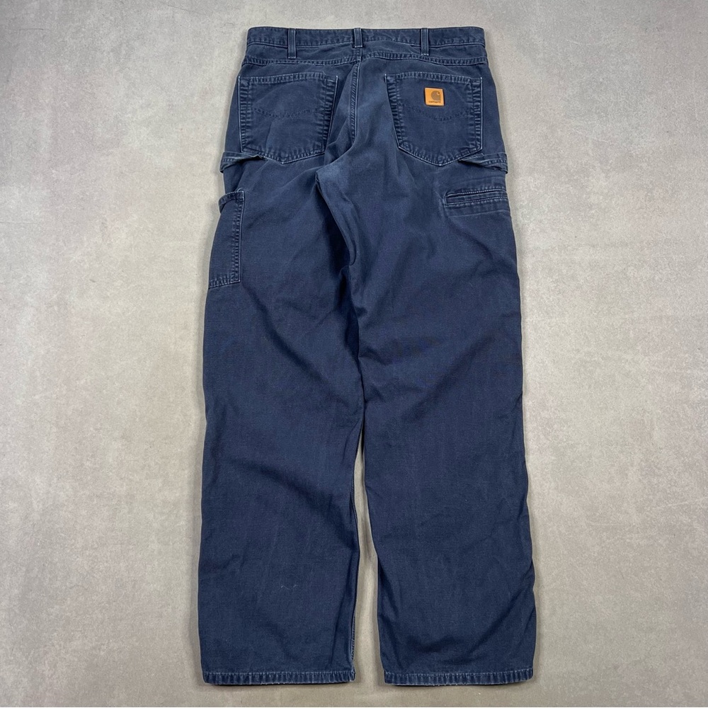 Vintage Carhartt Navy Blue Carpenter Pants Size 34x34 Light Distressing Grunge